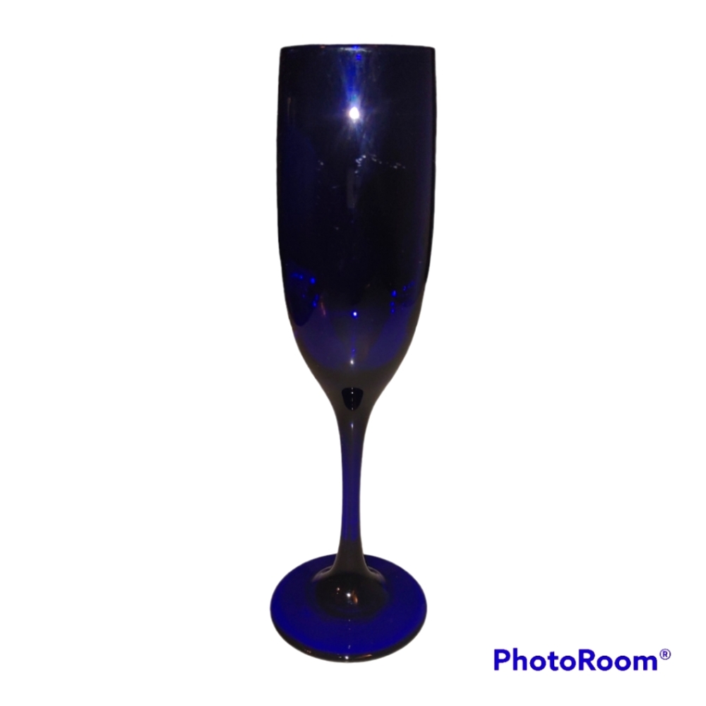 Vintage Libbey Cobalt Blue Stemmed Champagne Flute